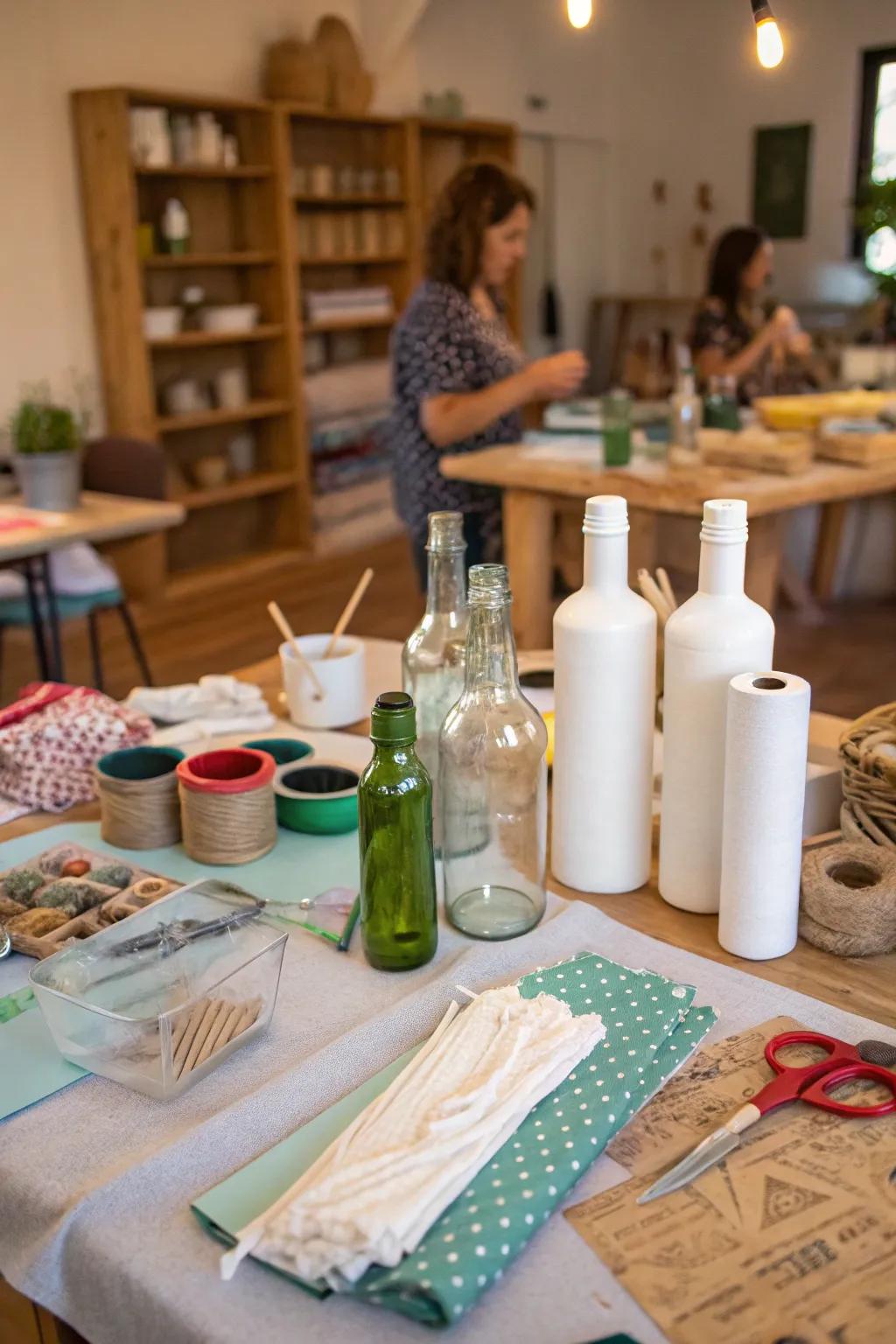 A creative space for making eco-aware Halloween decorations.