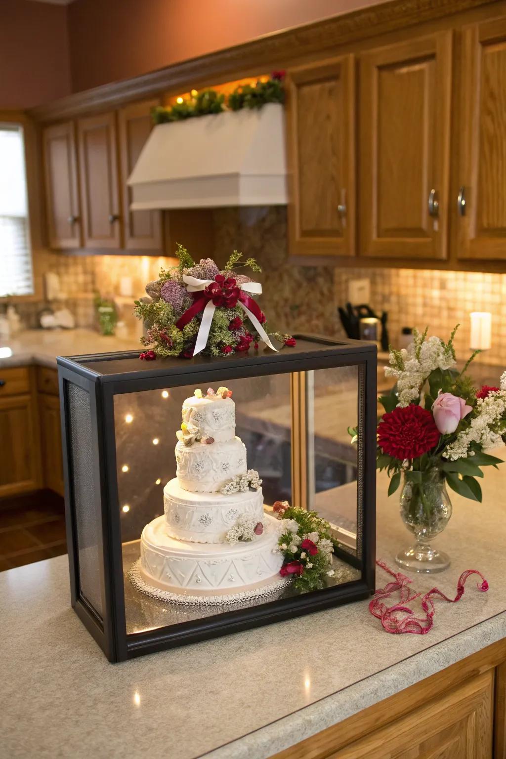 Celebrate your marriage day by building a small cake model.