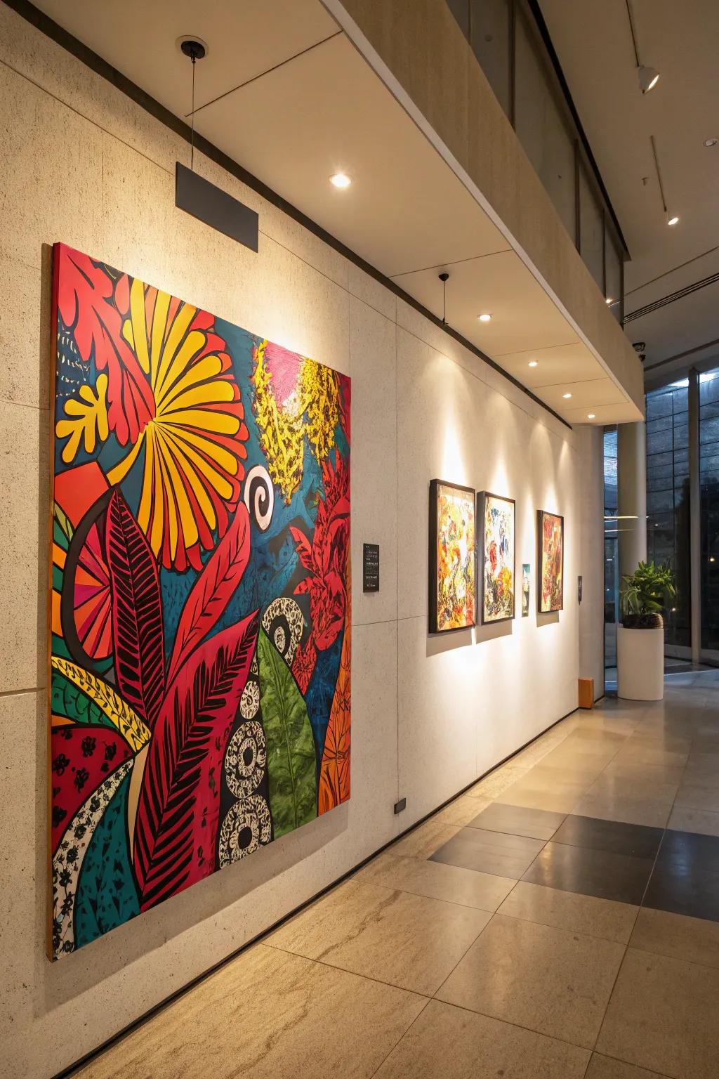 Artwork point of interest using burst of color.