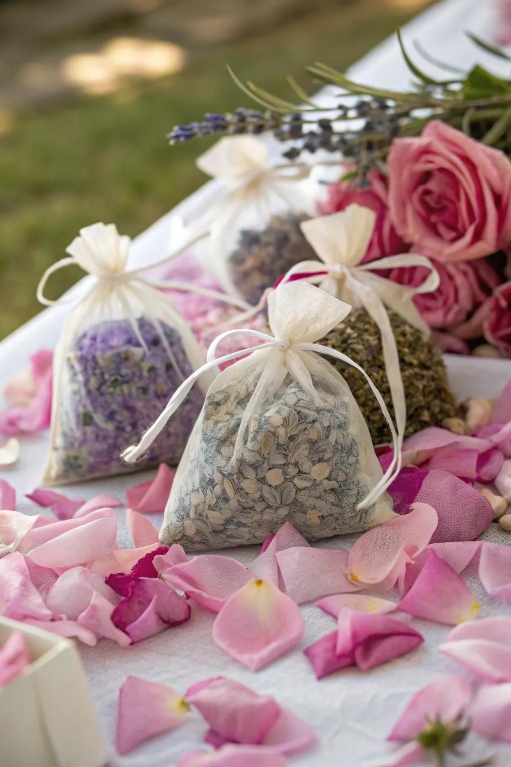 Scented textile pouches offer a fragrant and elegant gift.