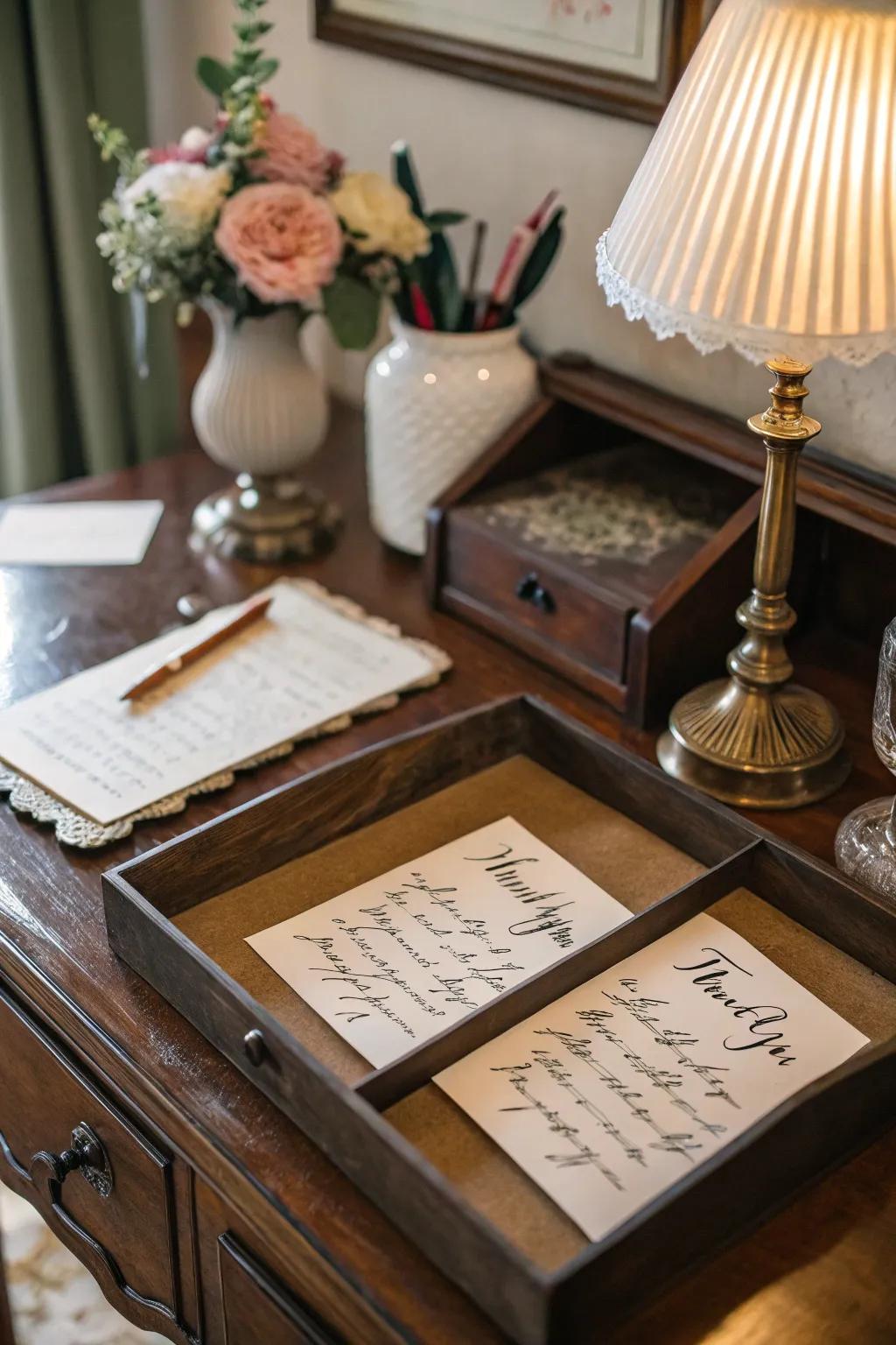 Heartfelt handwritten notes for a personal sentiment.