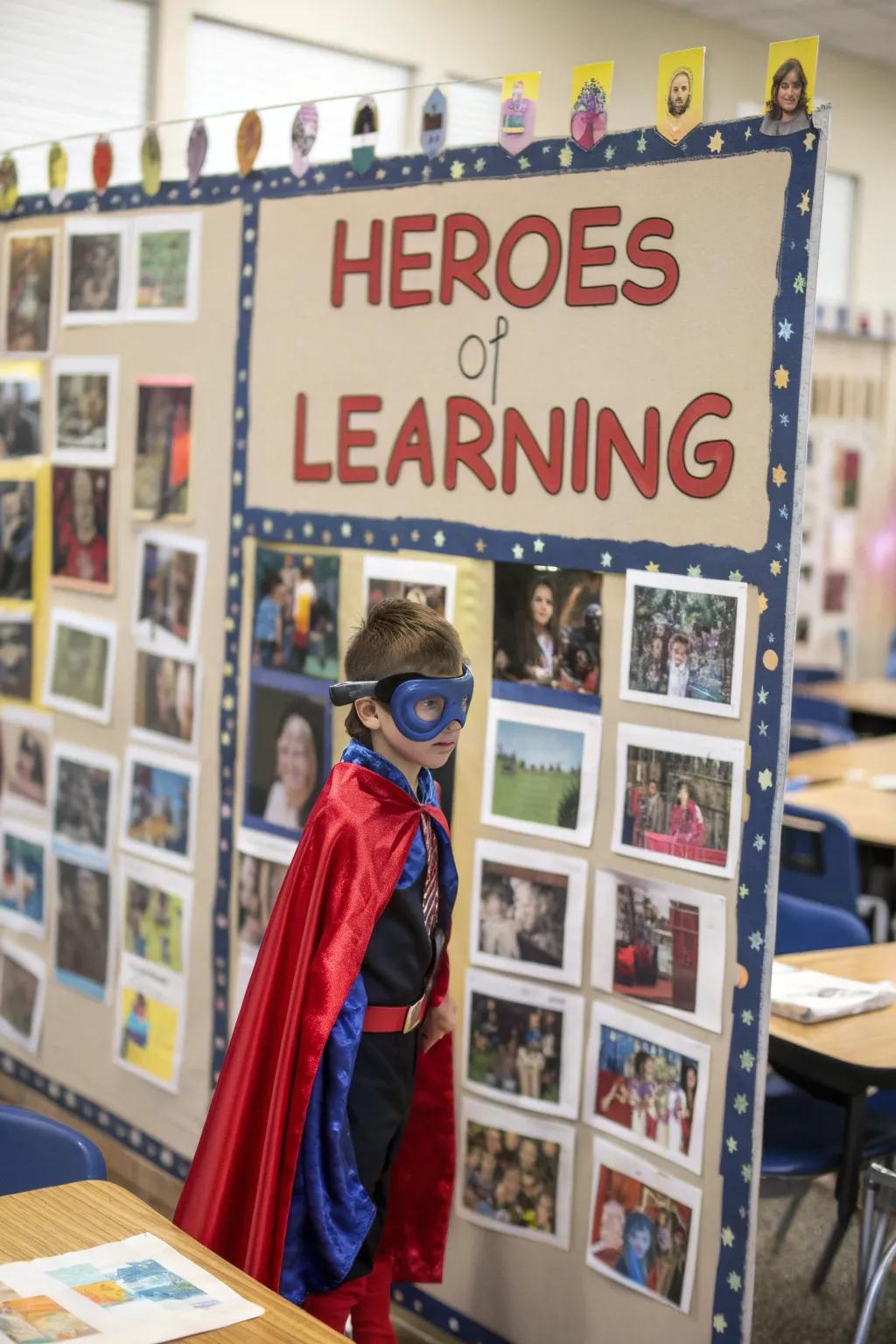A hero-inspired board to motivate students.