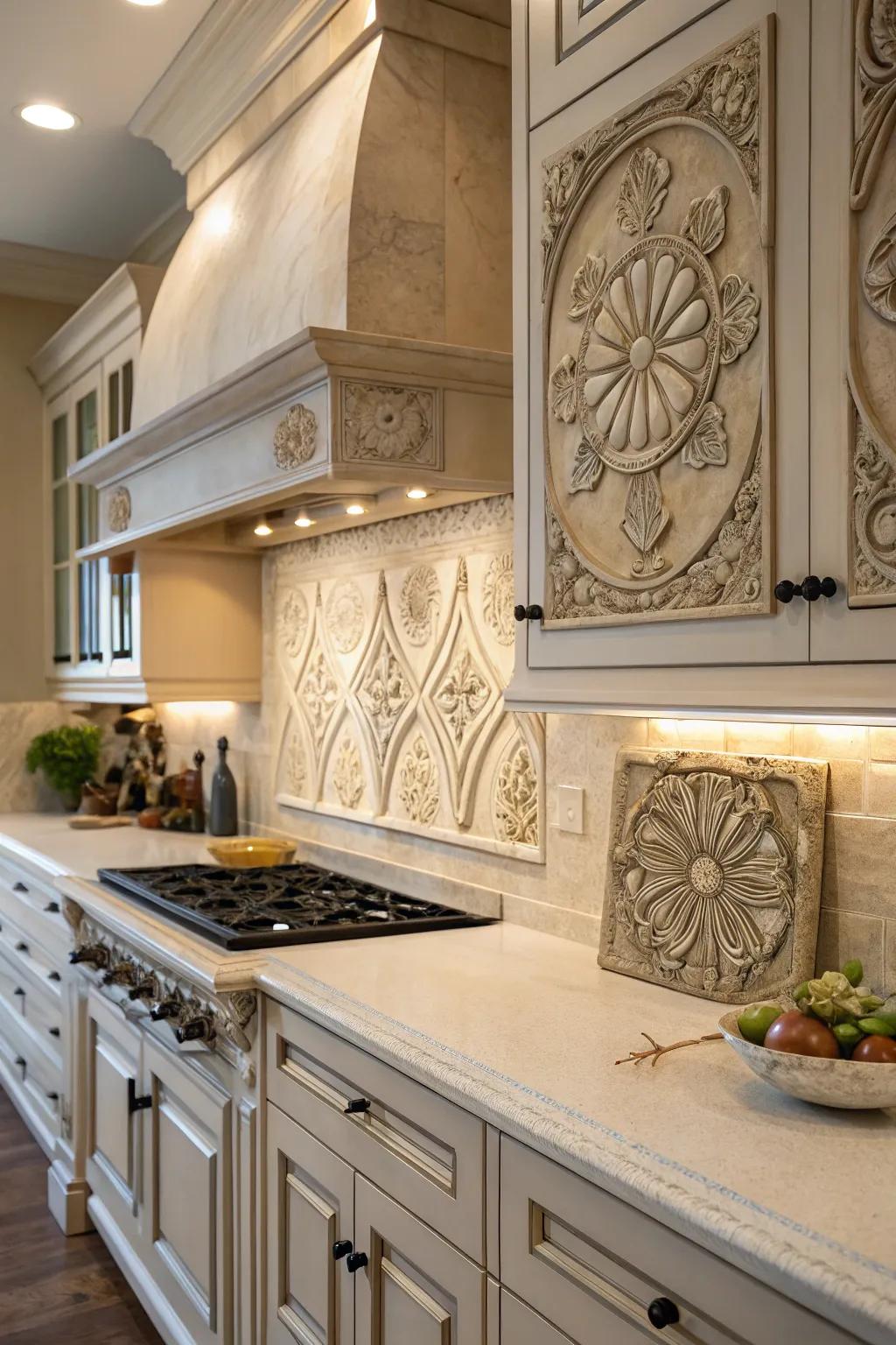 Artistic deepness with sculptural ceramic trims.