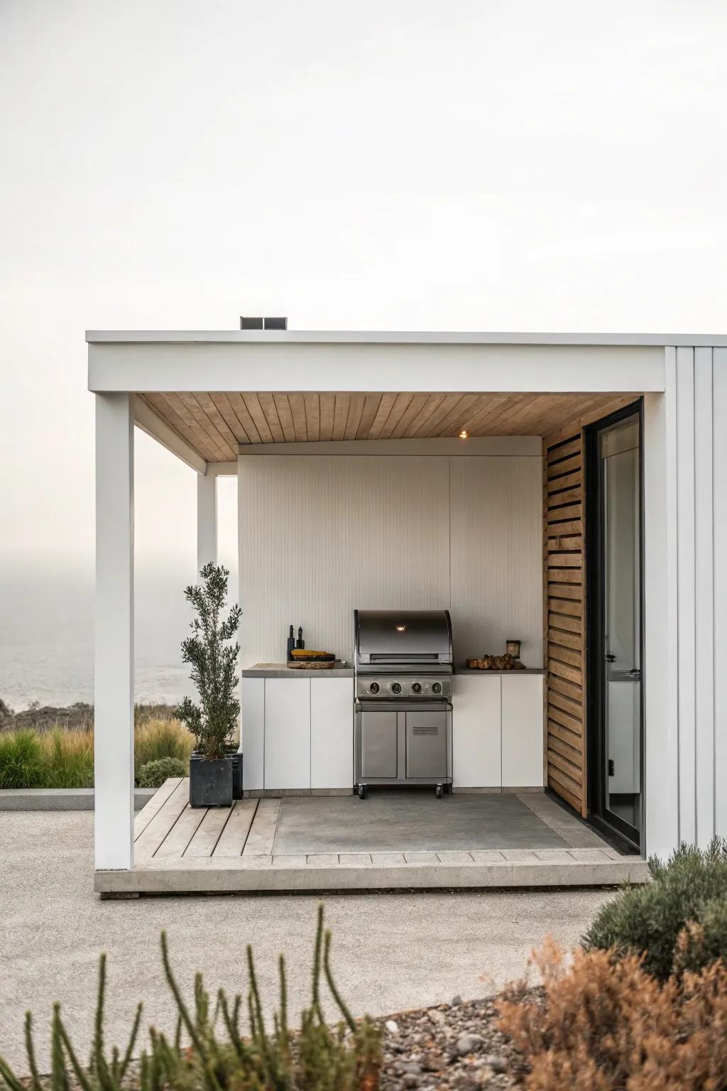 Timeless appeal thanks to a simplistic grilling station.