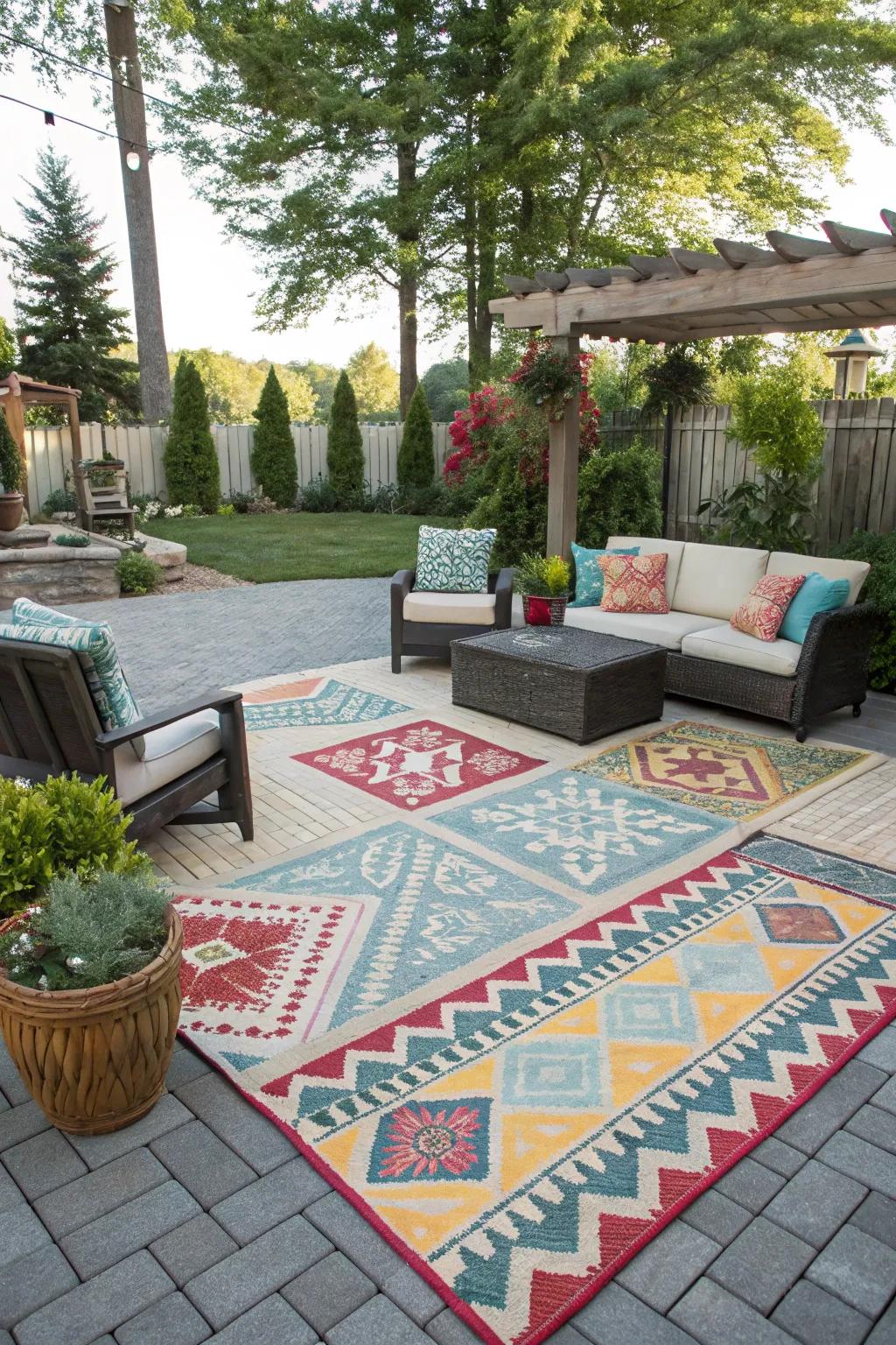 Outdoor mats can inject comfort and aesthetic into your patio.
