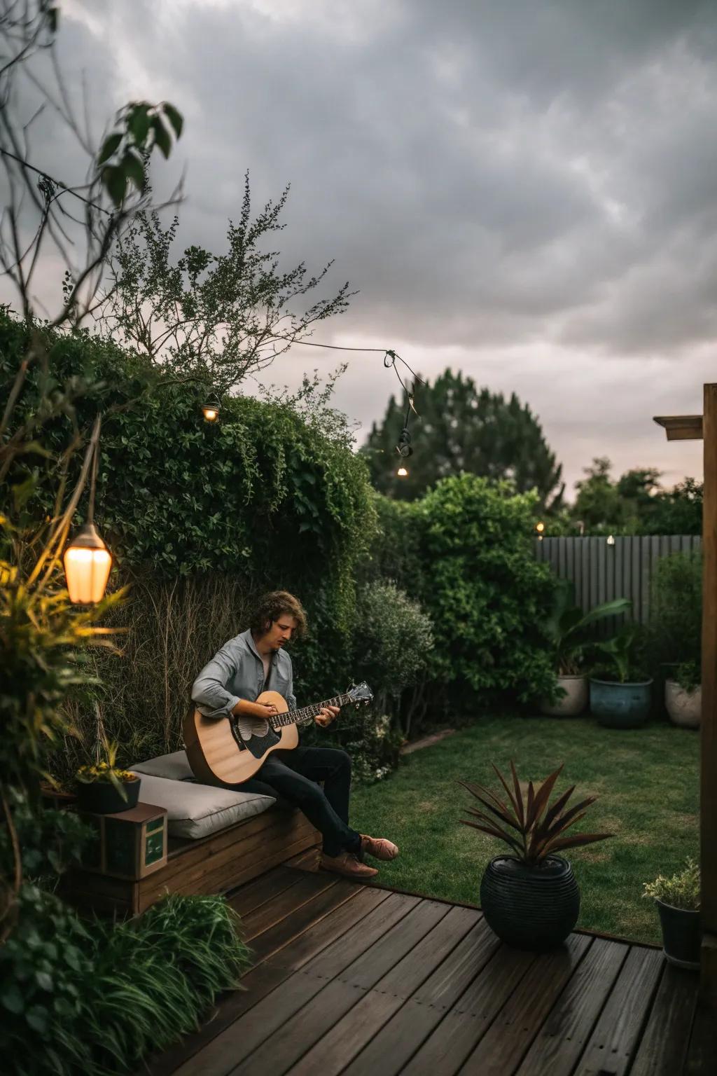 Live acoustic music imparting a warm atmosphere to the party.
