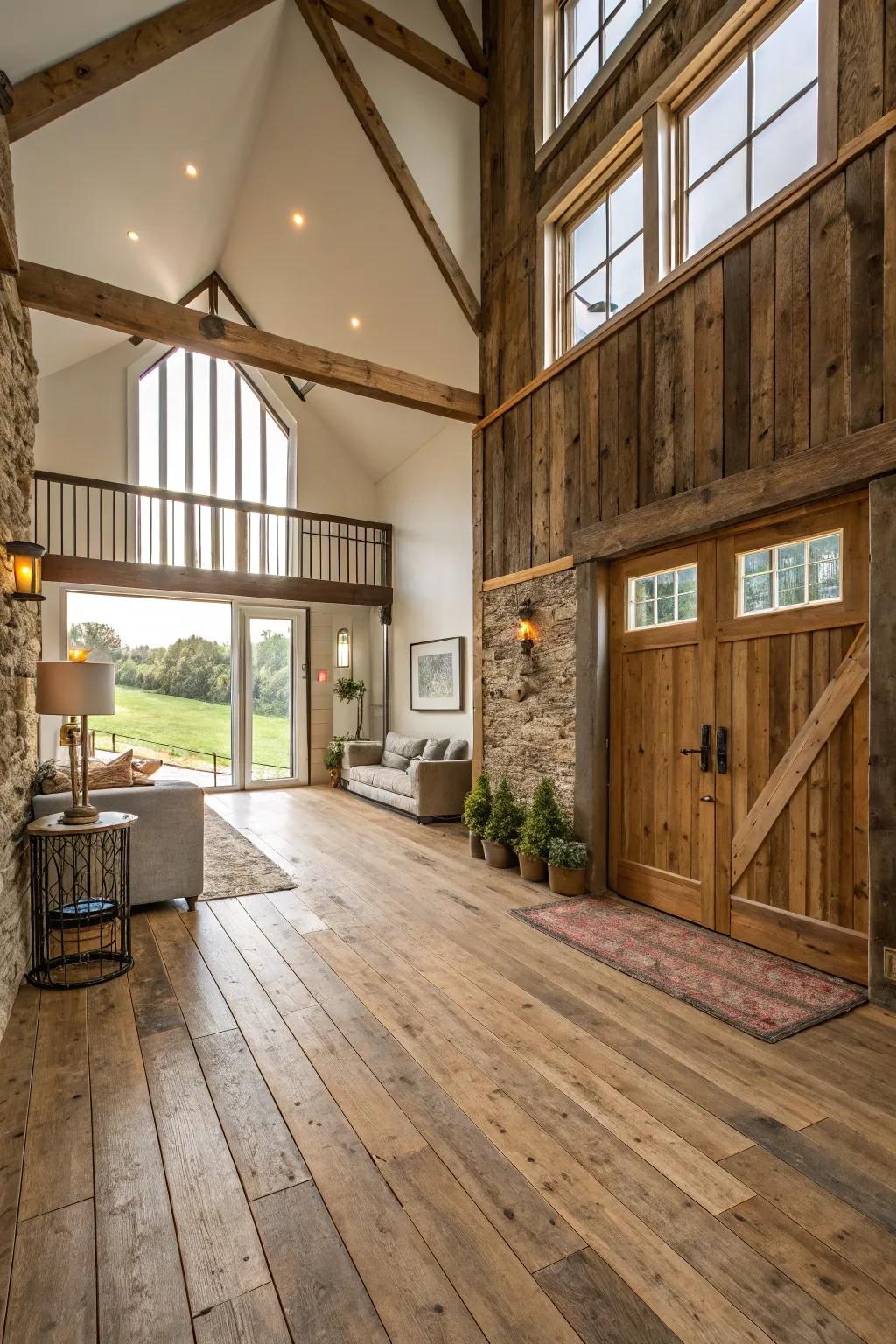 Repurposed wood adds charm and warmth.