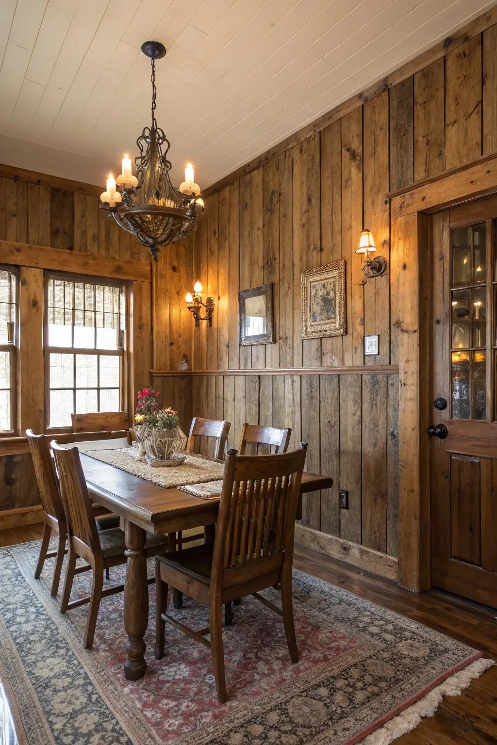 Incorporate a rustic spin to paneling using barn timber.