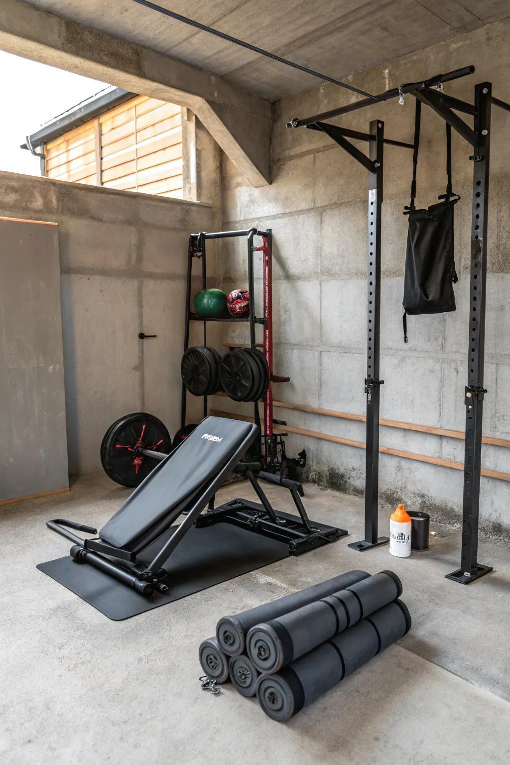 Space-efficient equipment enhances gym usability.