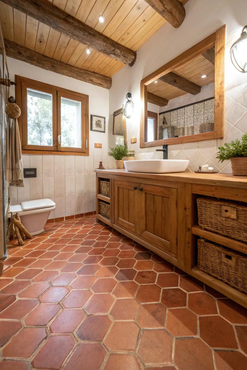 Earth tone panels add warmth and rustic charm.