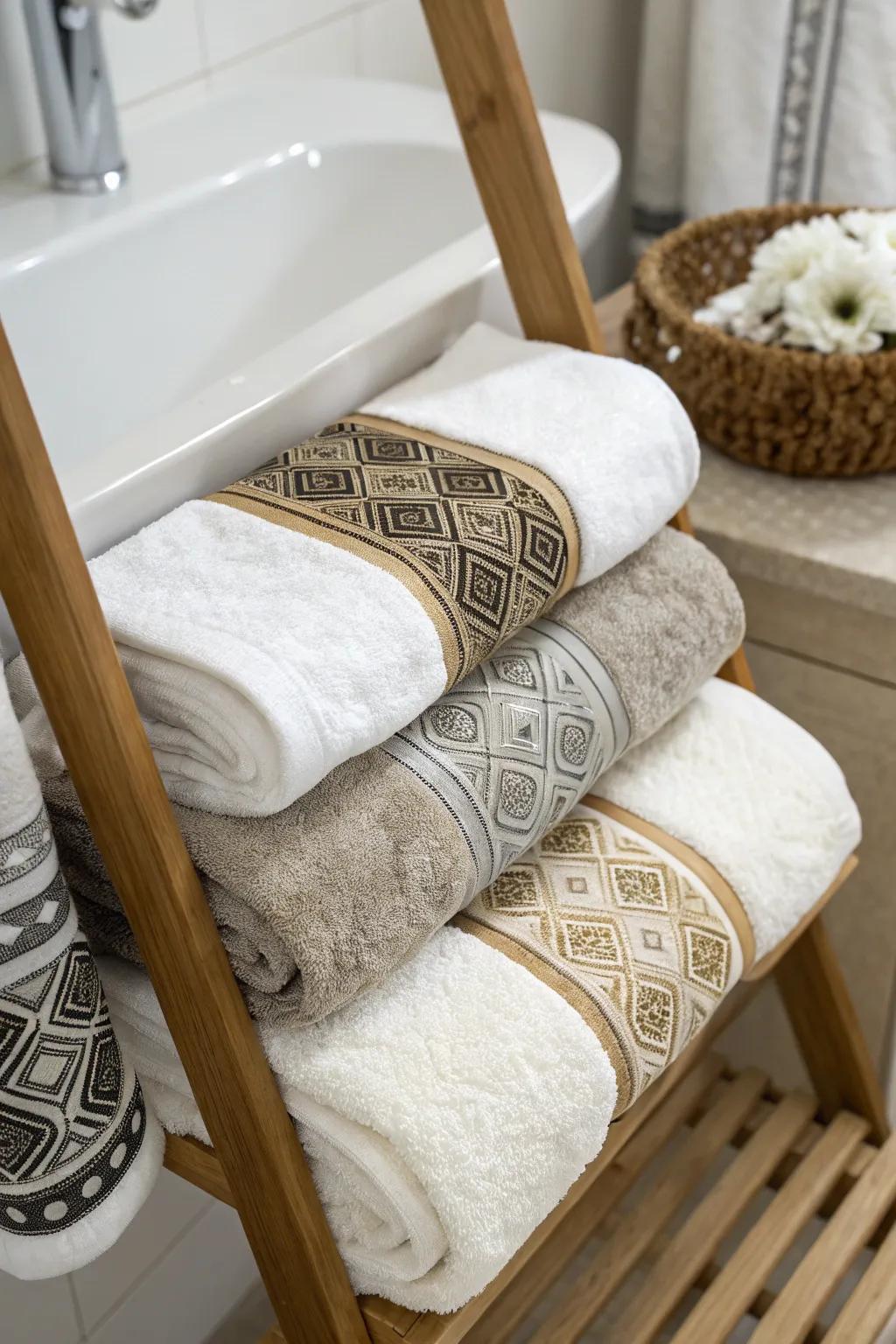 Elevate your towels with sophisticated ornamental bands.