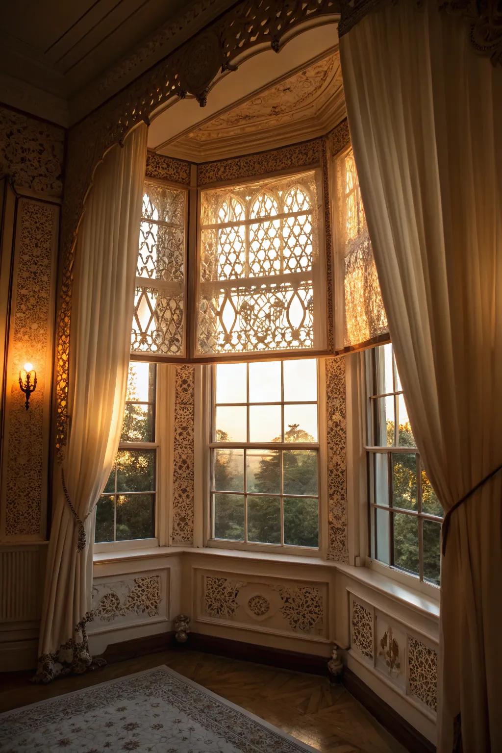 Accent lighting adds depth and draws attention to your bay window.