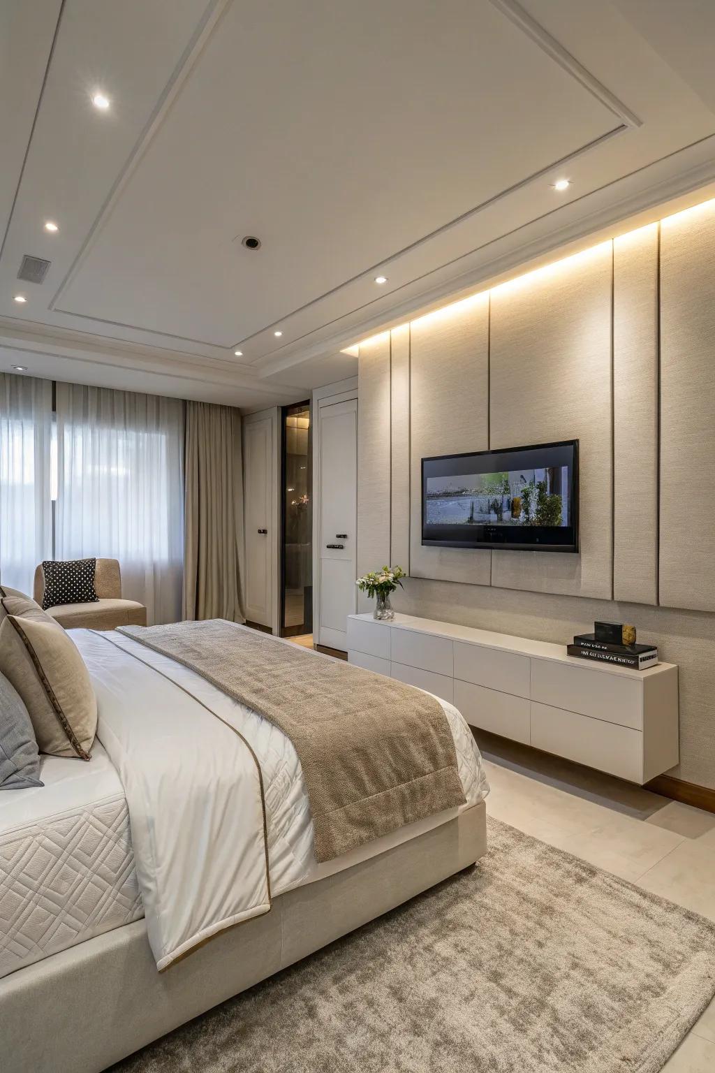 Seamless technological integration preserves the chamber’s aesthetic flow.