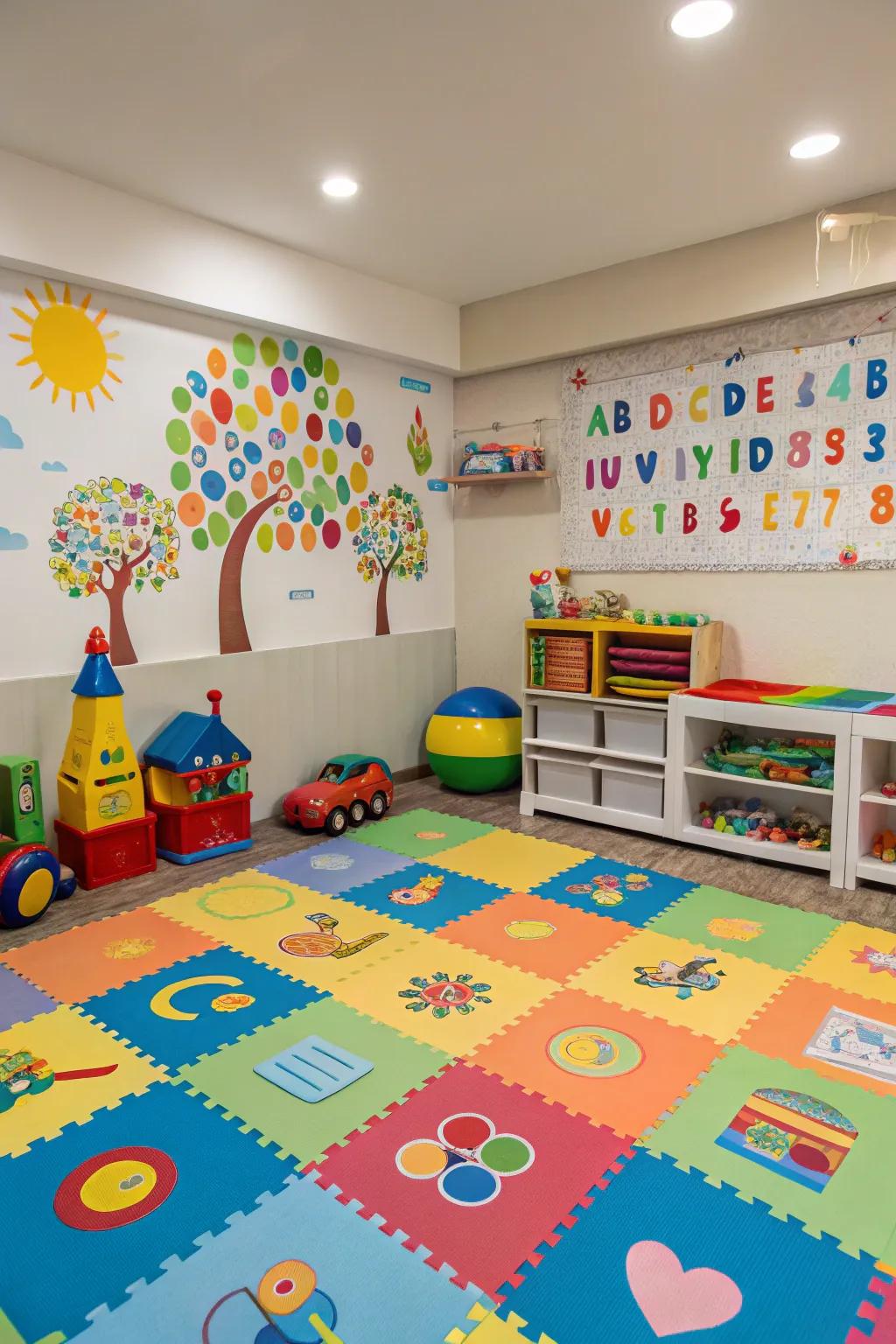 Enjoyable and sturdy vinyl flooring in a children's play area