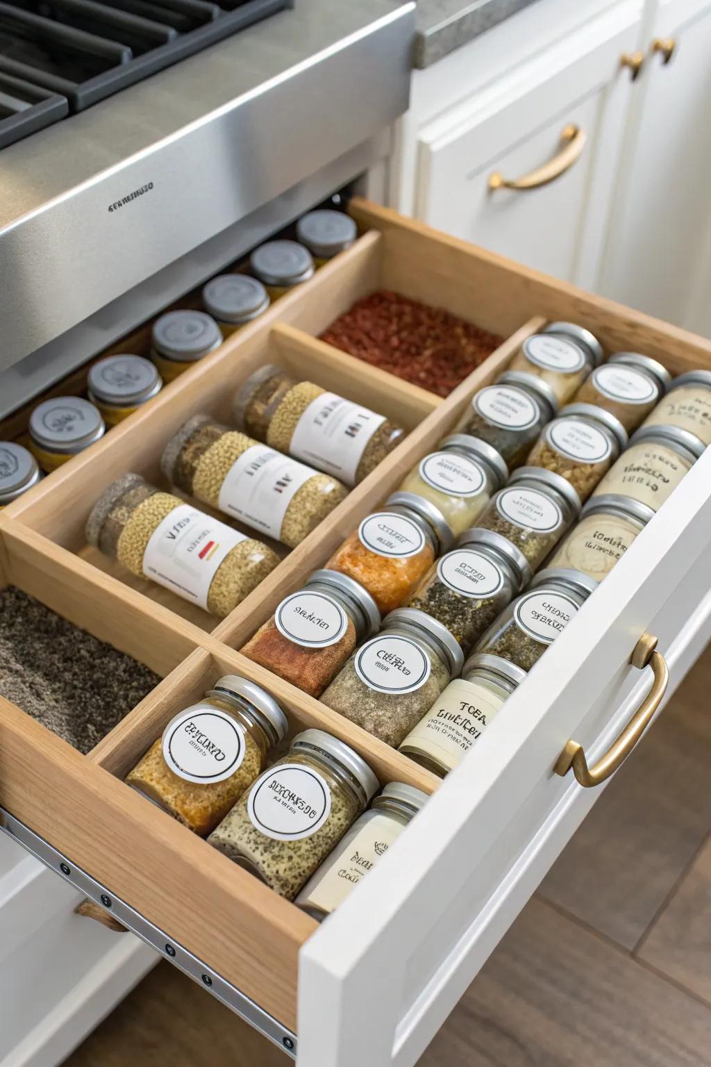 Effective and simple drawer spice liners.