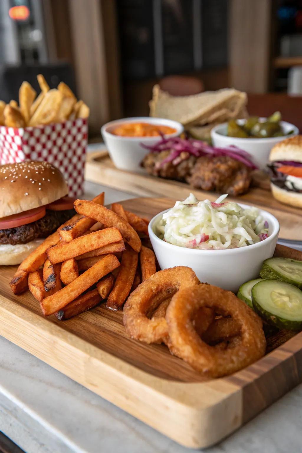 A selection of sides enhances the dining experience.