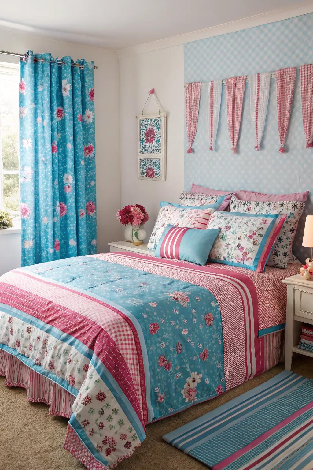 Pattern blending contributes dynamic individuality and charm.