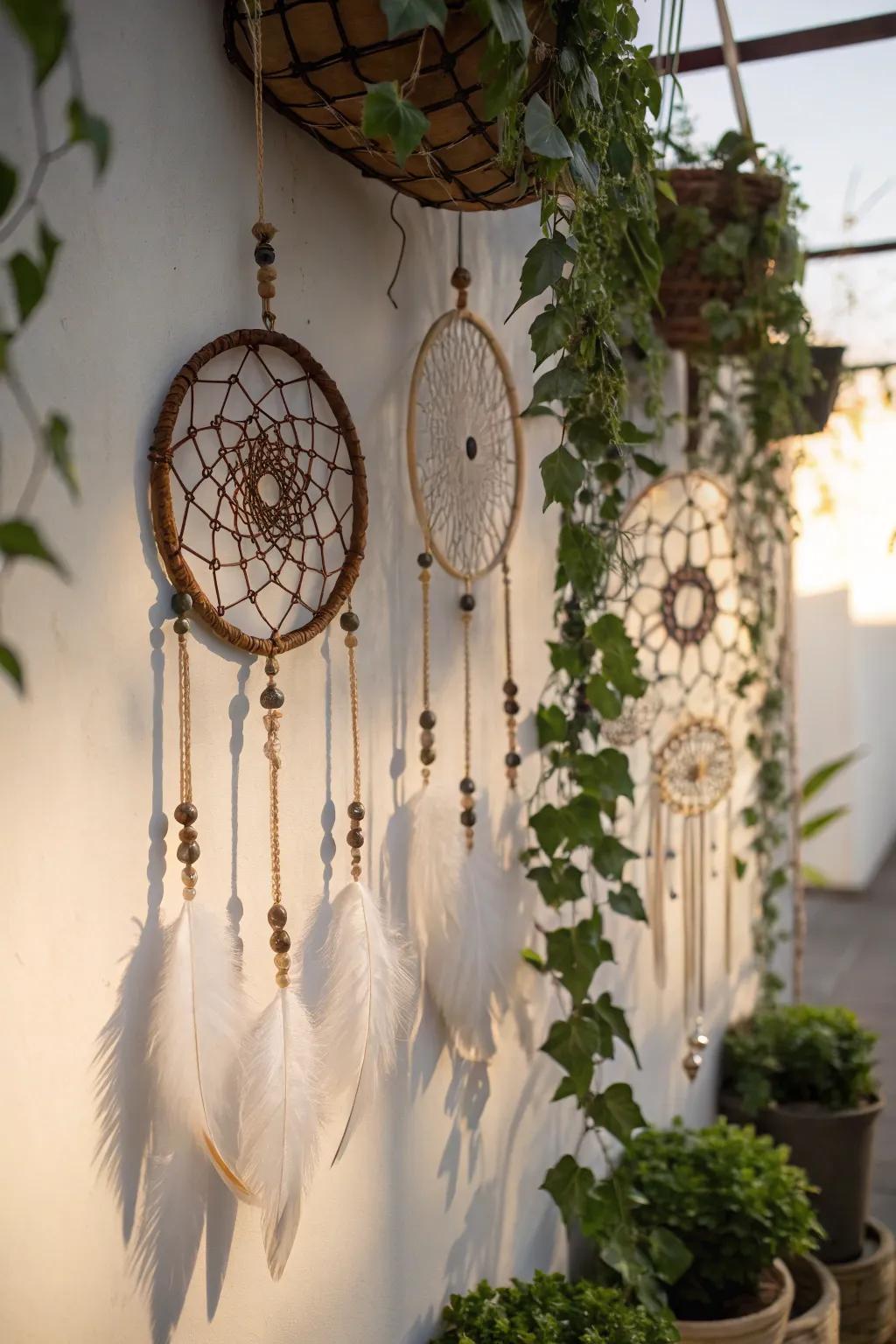 Playful wall decor elevates the bohemian magic.
