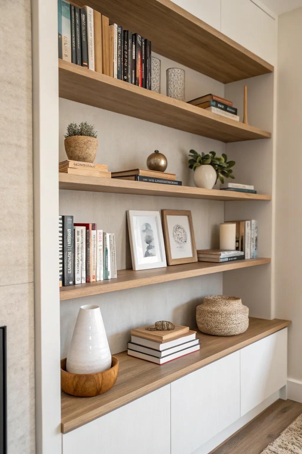 Low shelves offer a serene book display.
