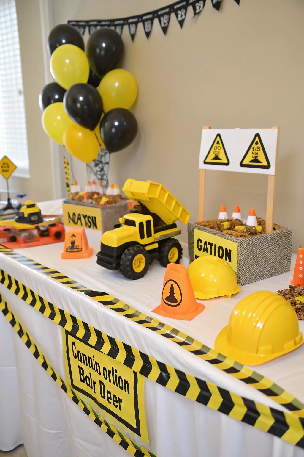 Construction-themed baby shower featuring playful and creative decor