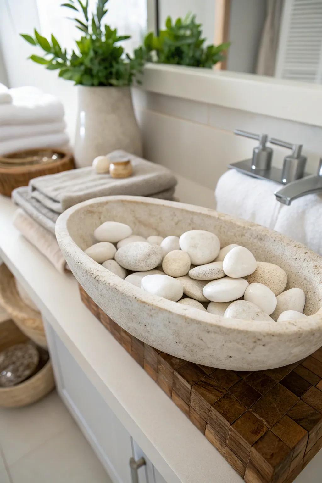Elegant simplicity using white stones