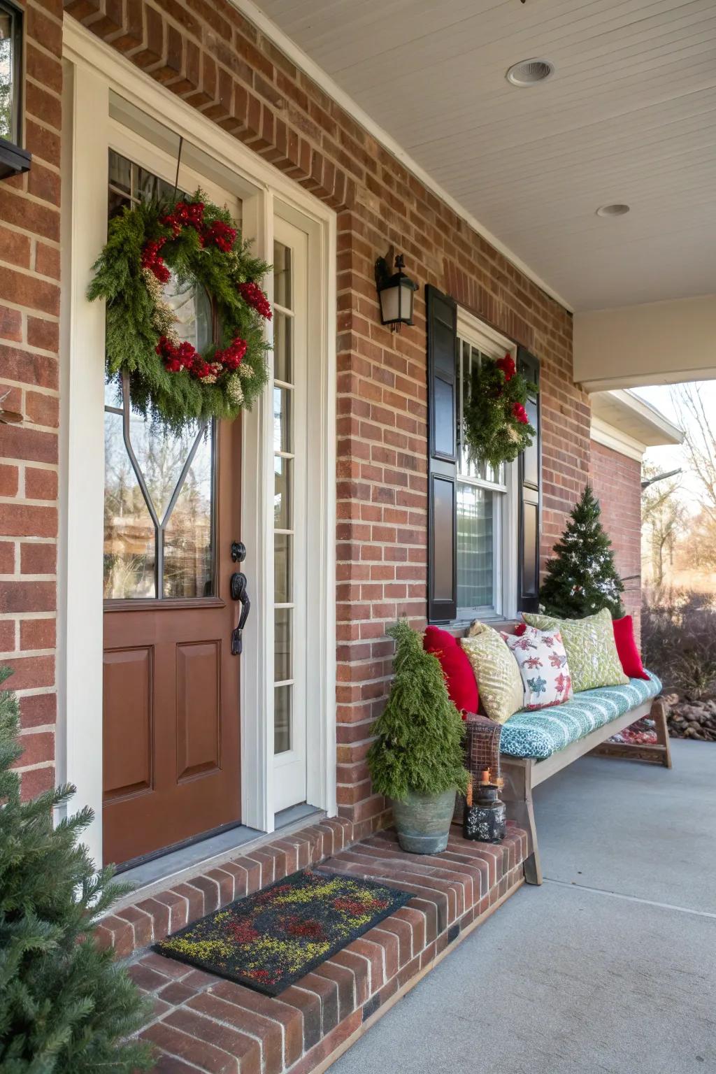 Seasonal decor keeps this porch lively and ever-changing.