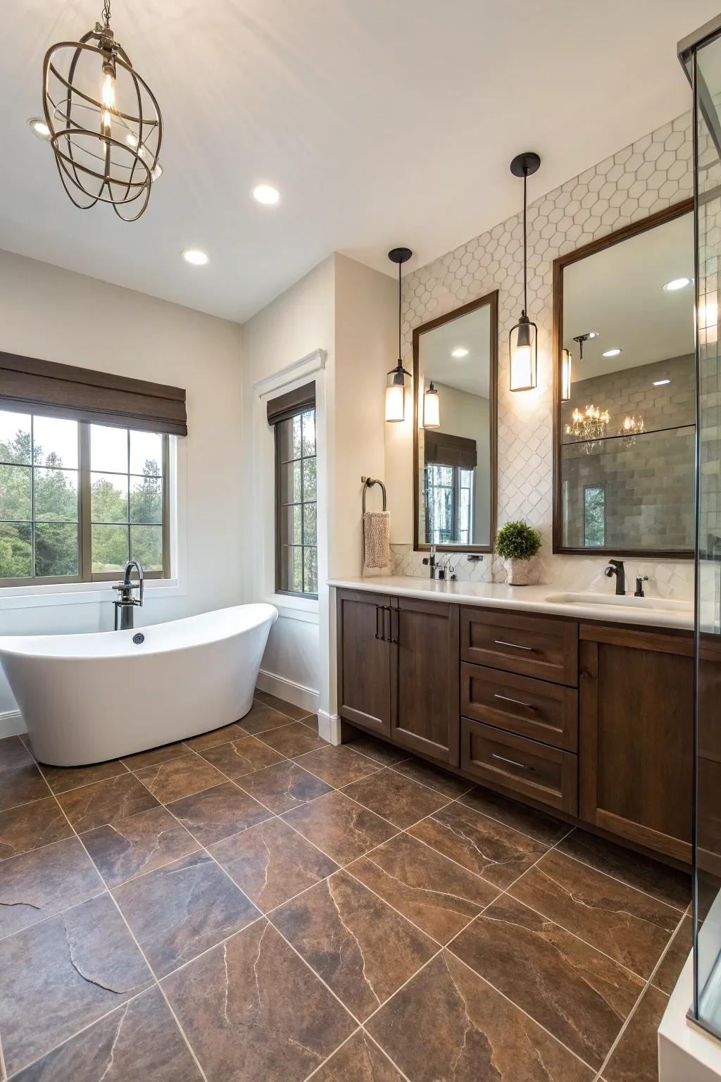 Practical extravagance using vinyl tiles.