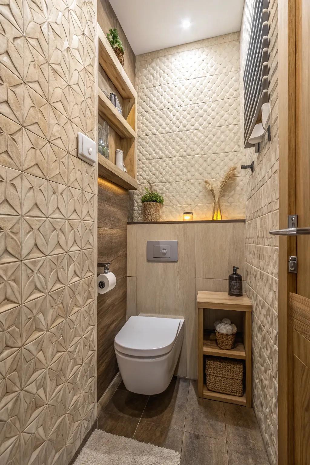 Textured walls enhance depth and add intrigue to your bathroom.