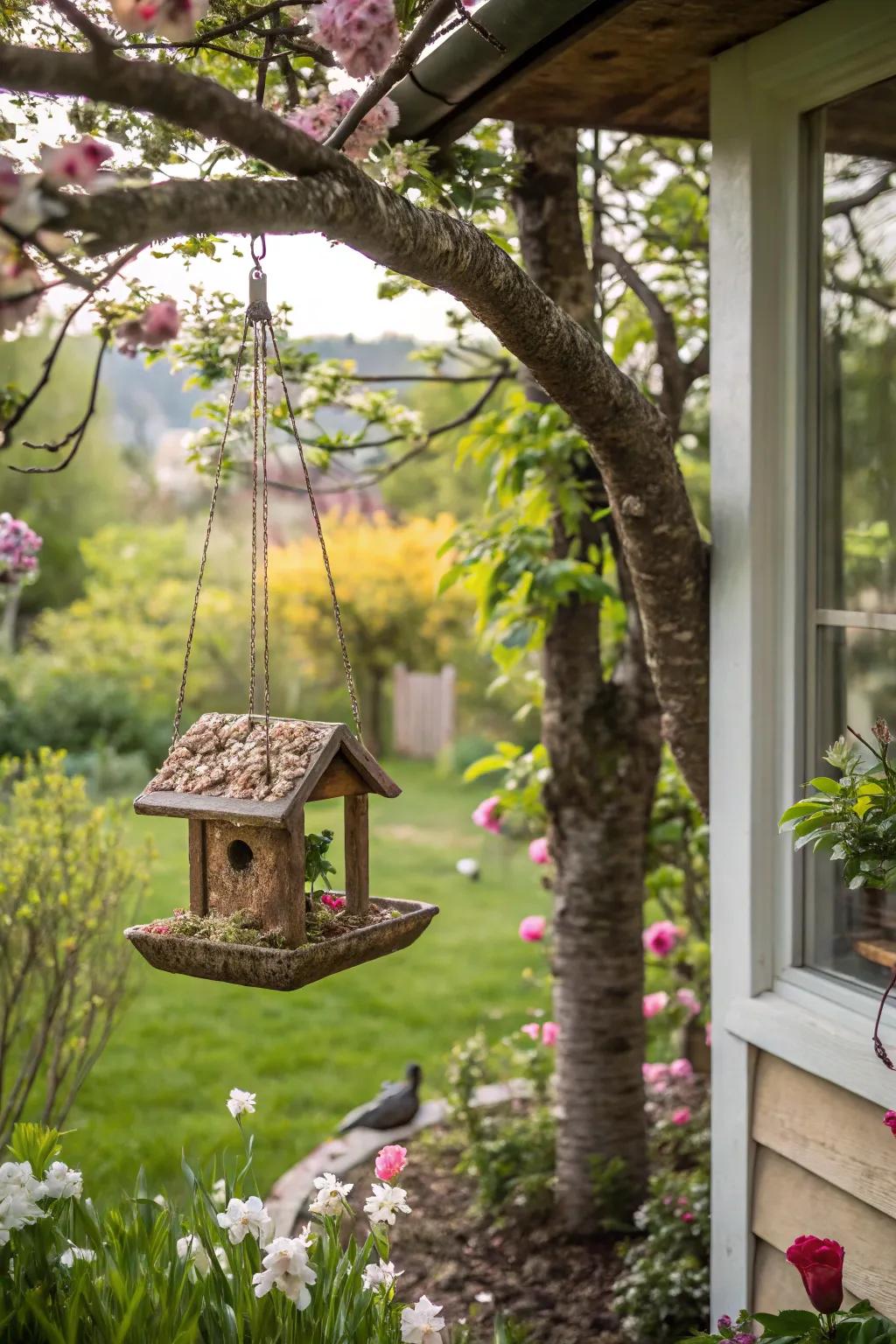 A bird feeder brings wildlife and joy to your garden.