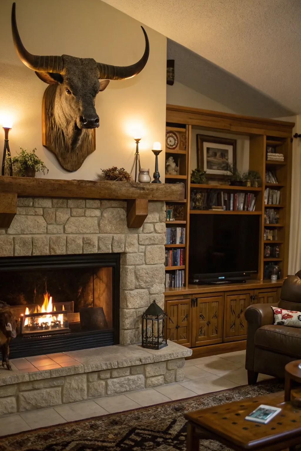 Create a focal point with mantelpiece decor.