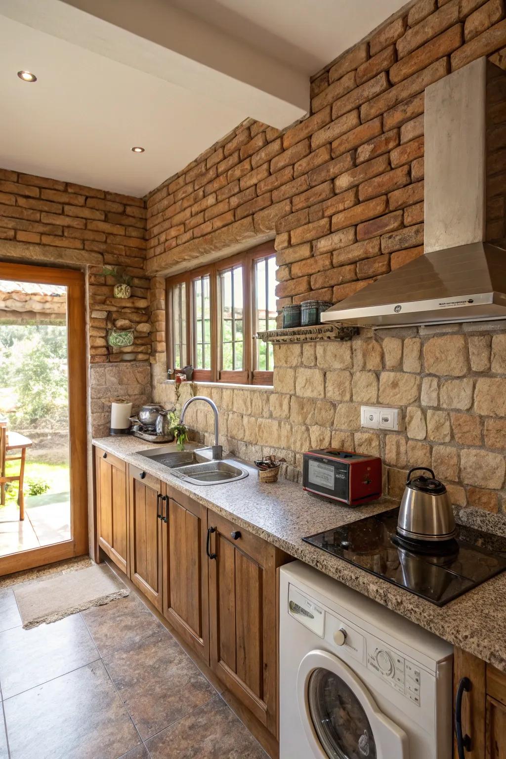 A cottage kitchen that plays with textures for added depth and interest.