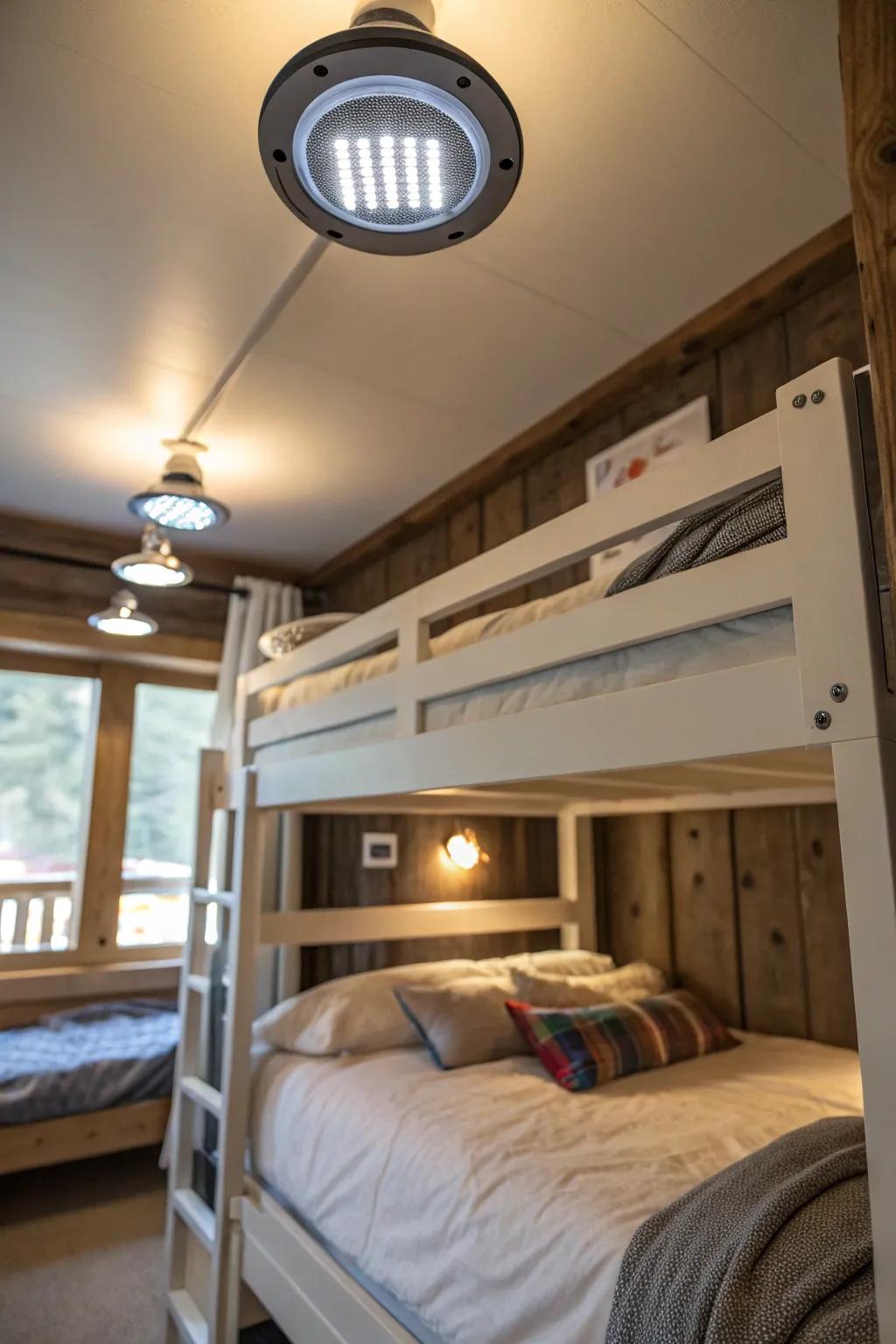 Remote-controlled lights provide ultimate convenience.