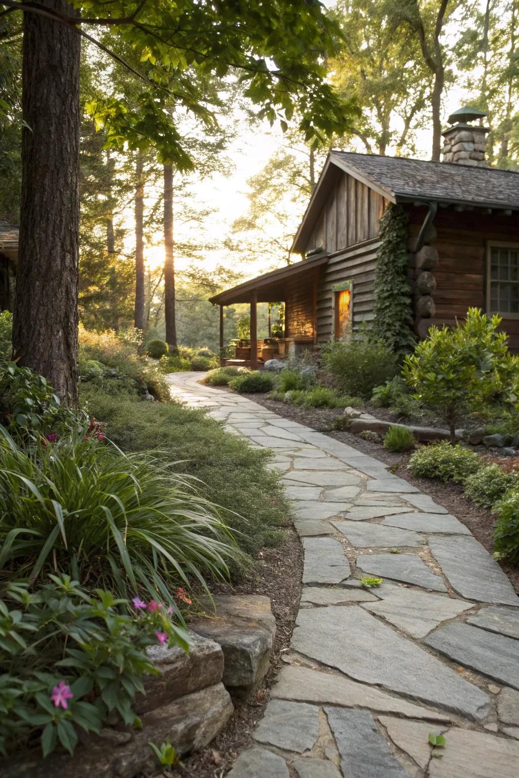 Outdoor lighting highlights features and ensures safety.