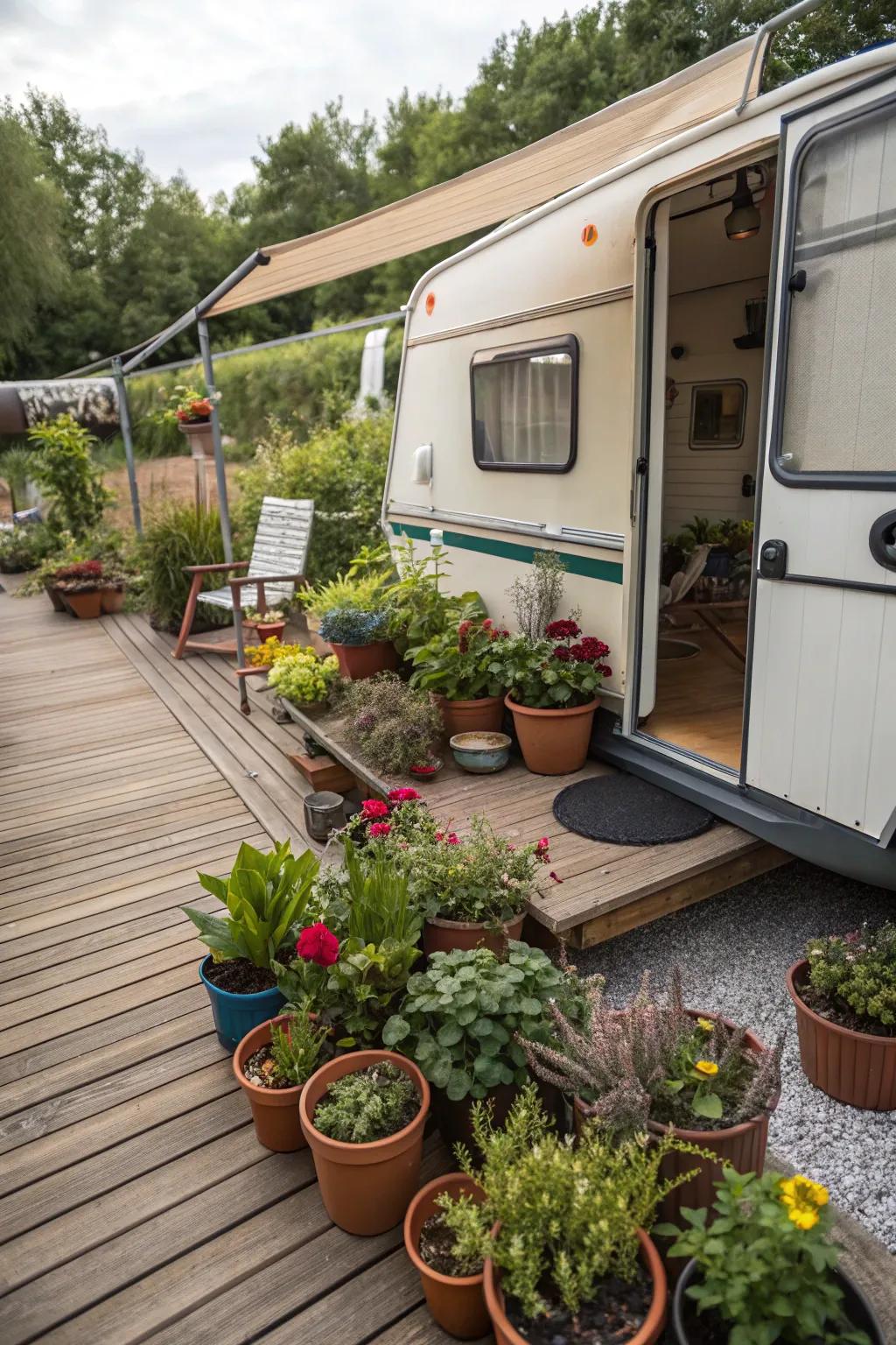 Bring nature closer with a portable garden on your deck.