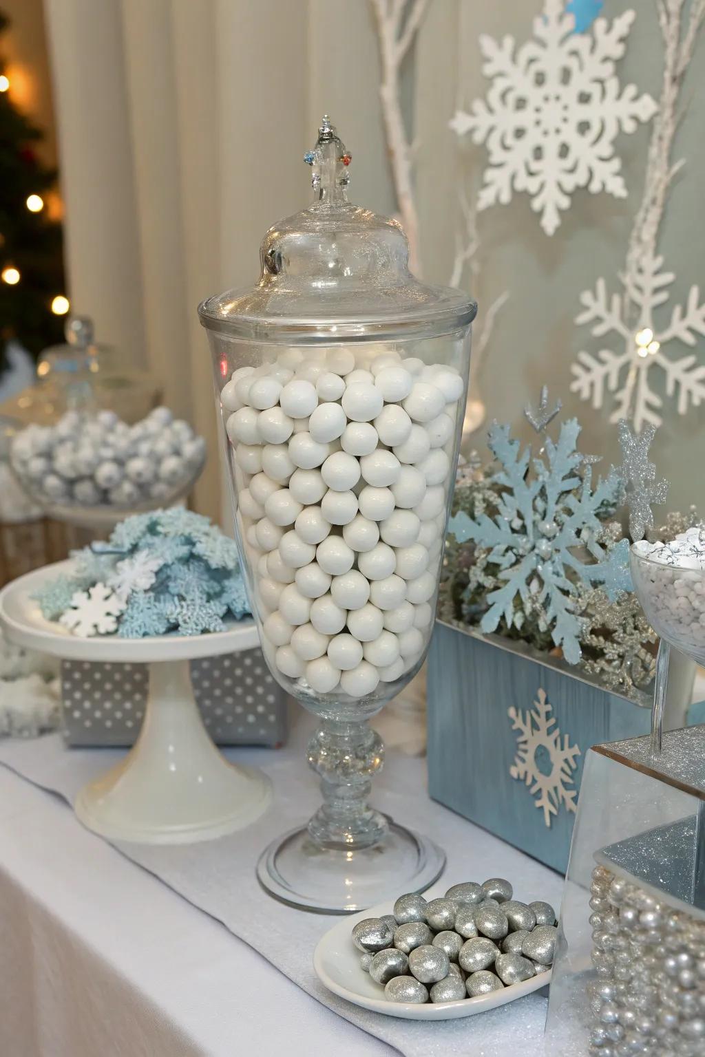 A winter wonderland sweets display that captures the magic of the season.