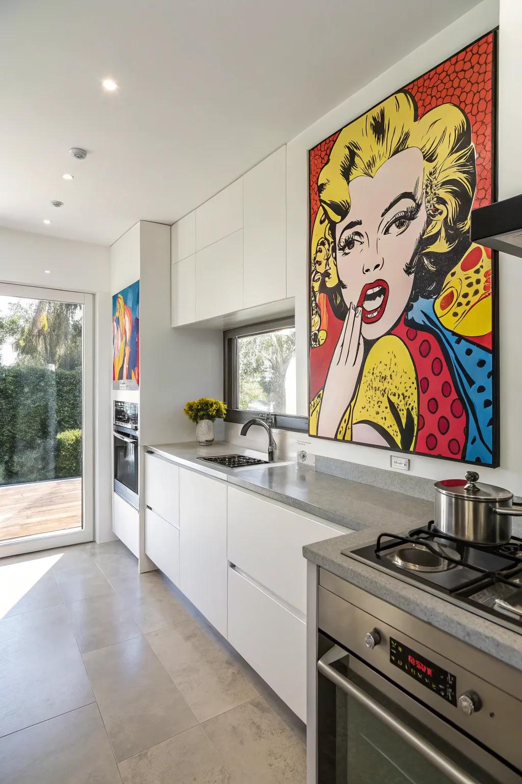 Trendy art board displayed in a modern kitchen