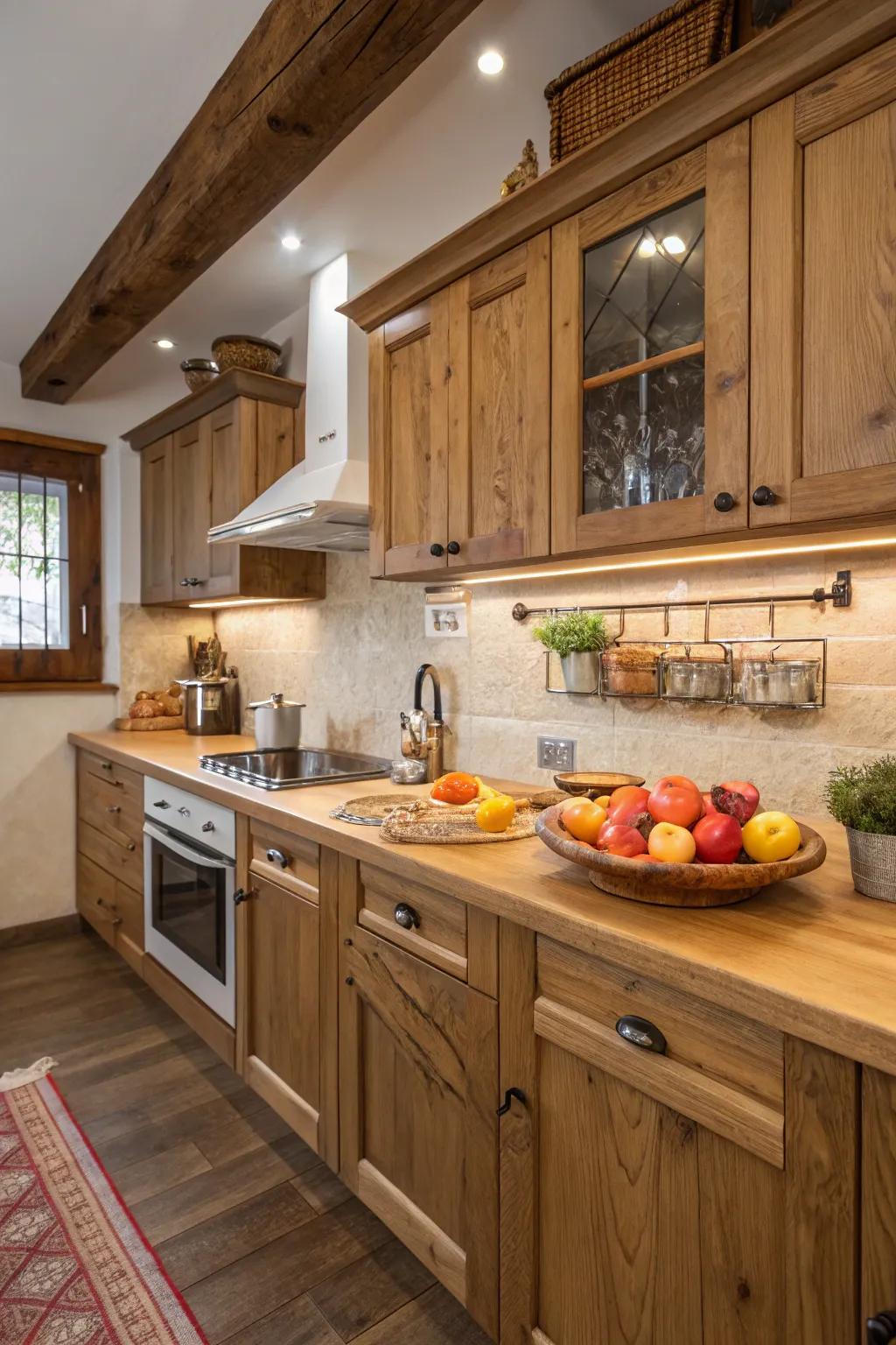 Natural wood accents add warmth and richness.