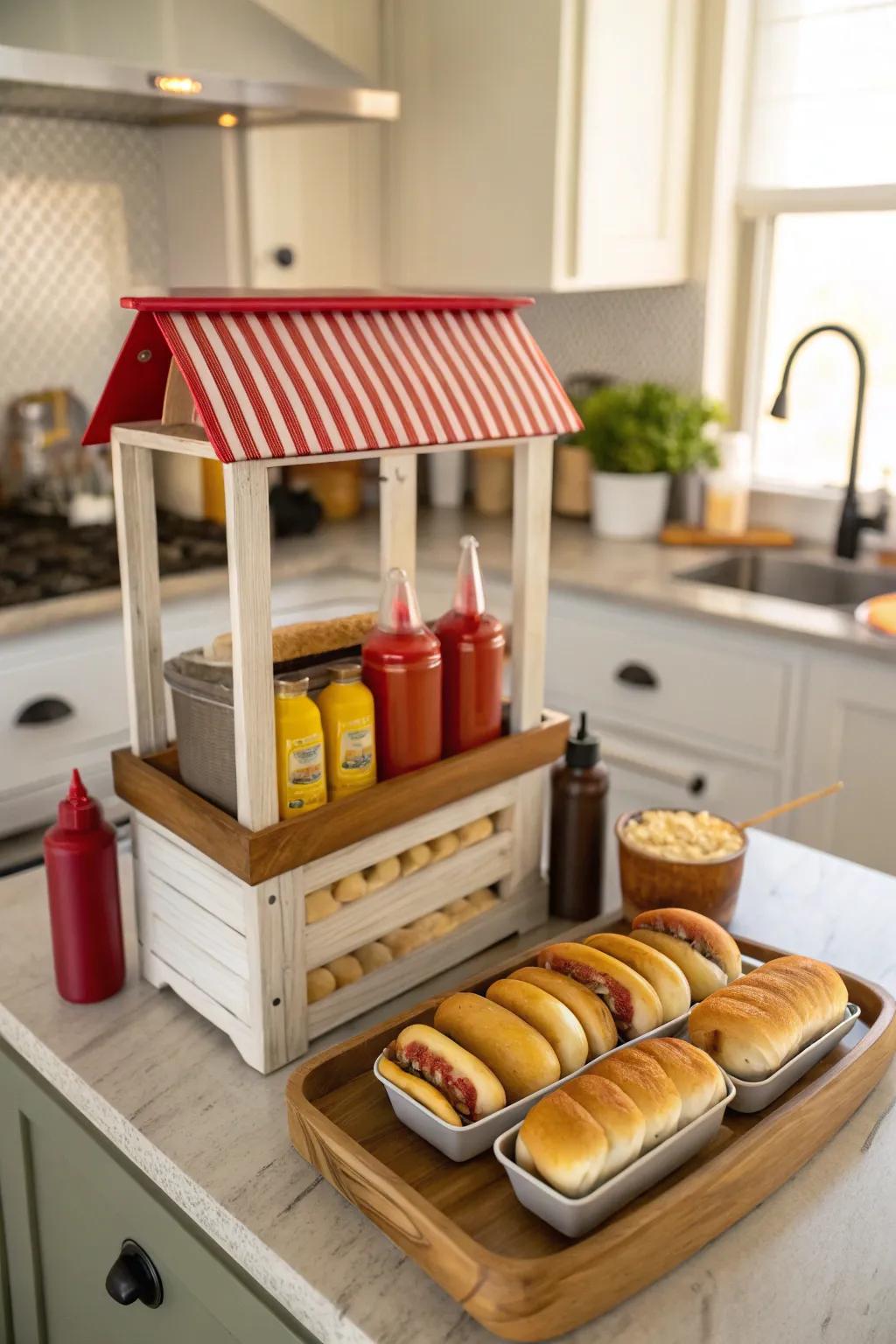 Serve traditional fairground fare with a charming grilled sausage stand.