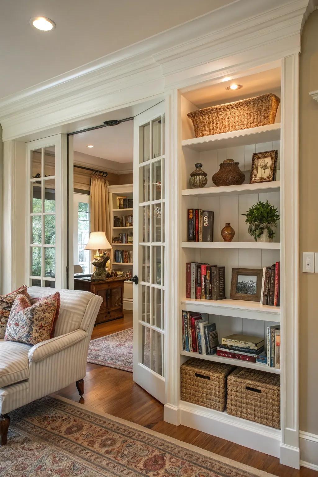 Improve function using open shelving dividers.