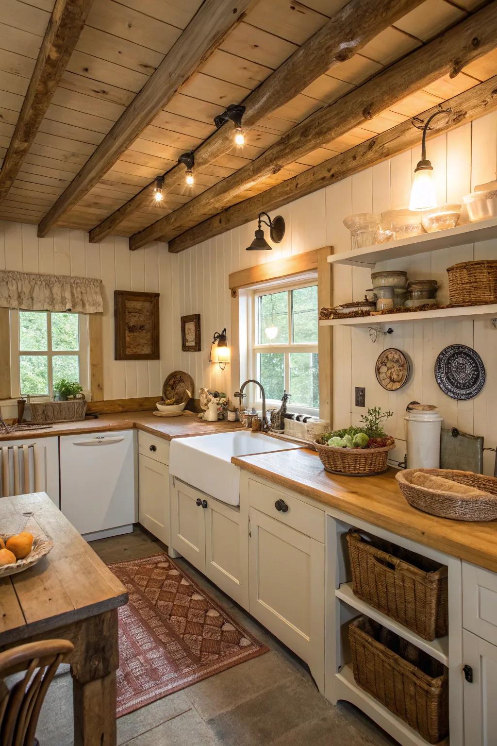 Incorporate charm and texture through tongue and groove roof boards.