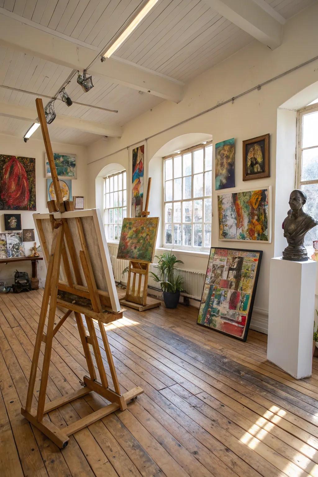 Pressed-wood boards: an artistic touch for creative spaces.