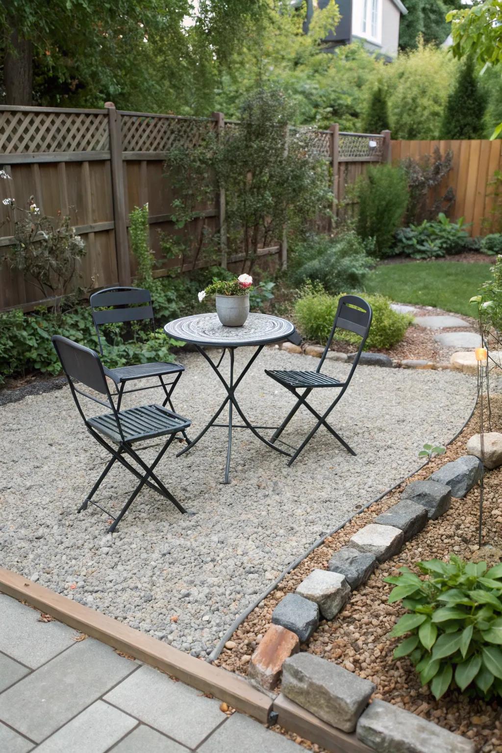 Small gravel terraces are a budget-friendly means of enhancing outdoor areas.