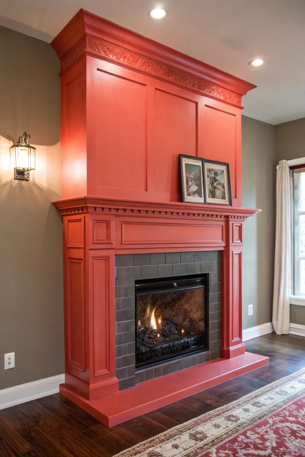 Audacious paint choices make the fireplace a striking and distinct feature.