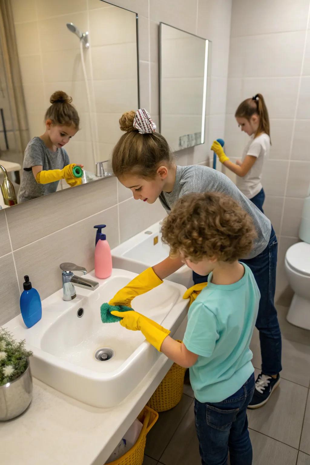 Instruct hygiene through washroom sanitizing duties.