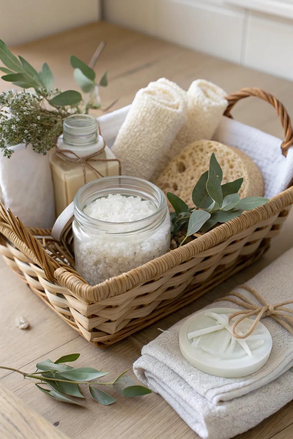 Indulge in tranquility with an at-home pamper set that embraces natural beauty and effortless style.