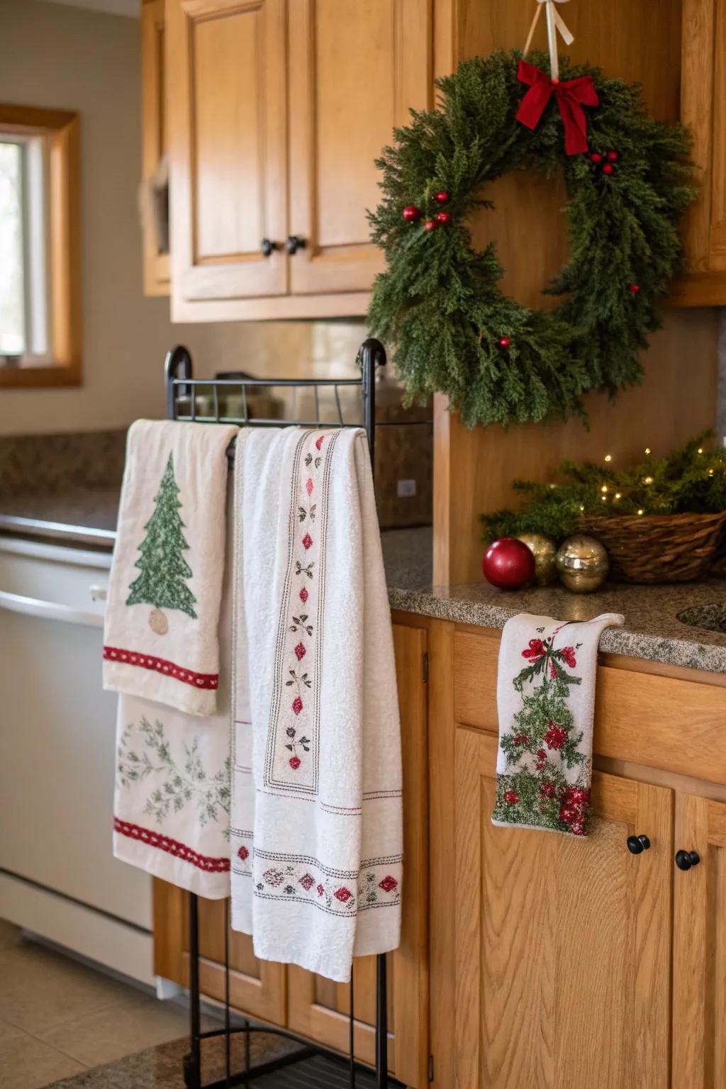 A cooking area ready for holiday cheer.