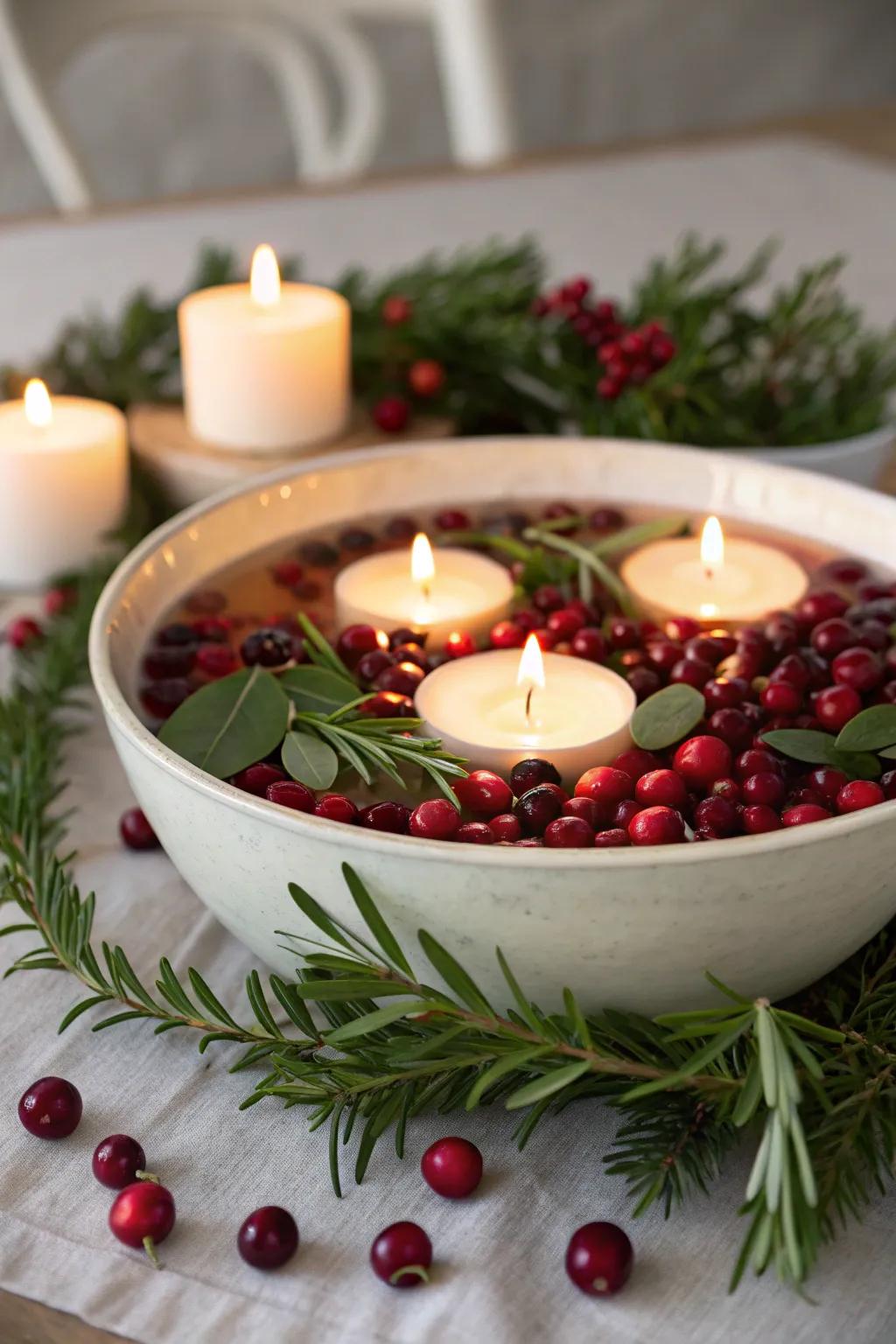 Hovering lights fashion a magical, enchanting centerpiece.