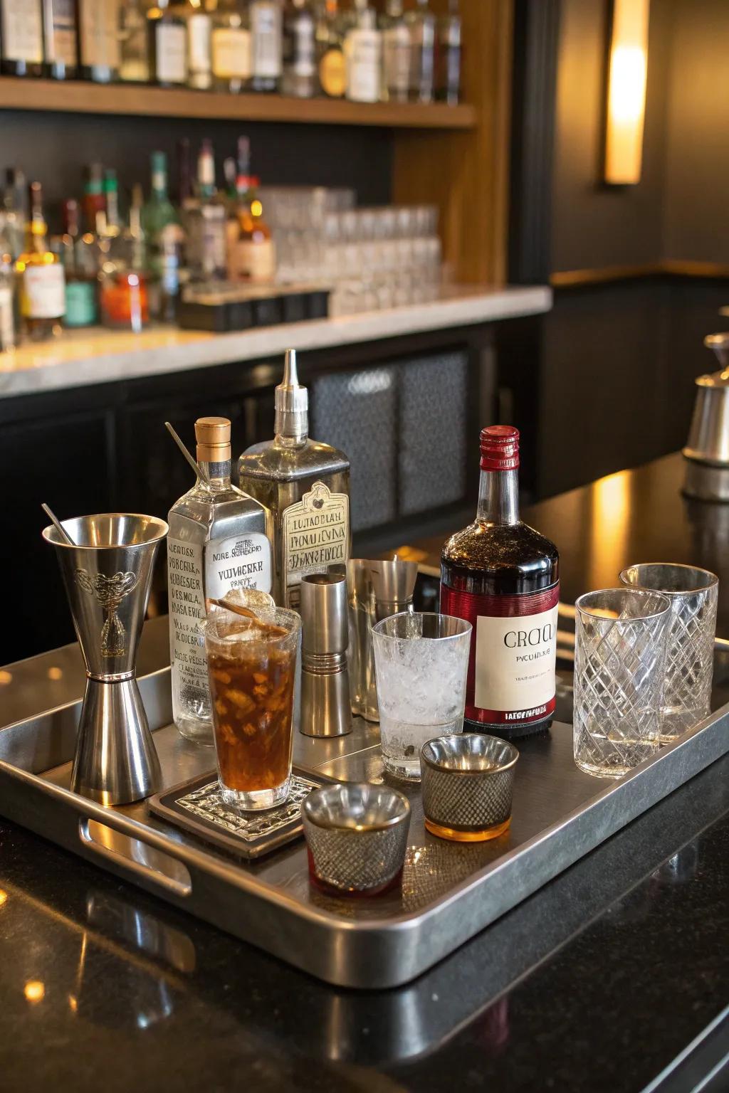 Trays maintain an organized and handy arrangement.
