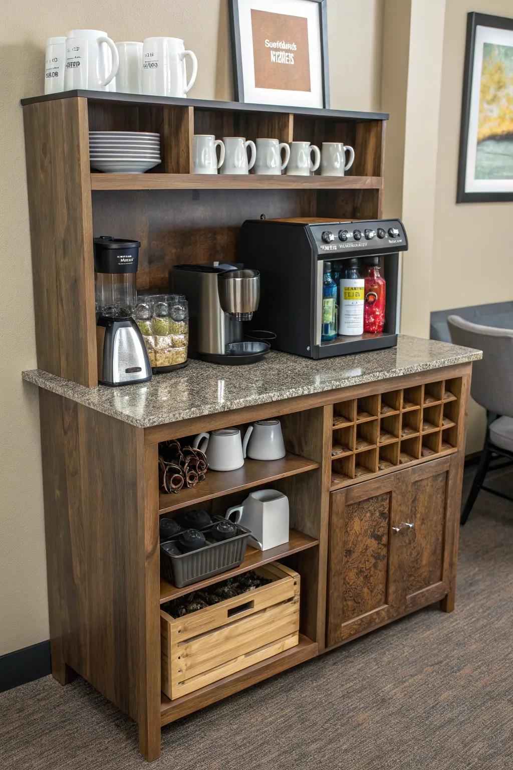 Multi-purpose furniture optimizes area and utility.
