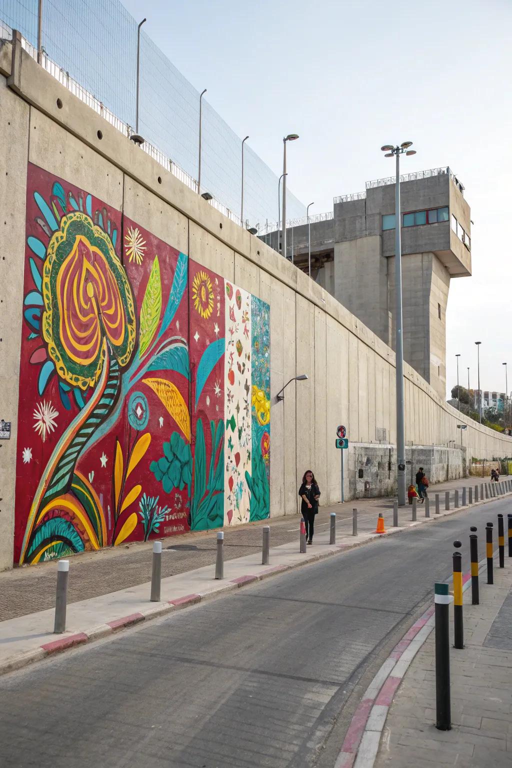 Murals transform exposed walls into captivating works of art.